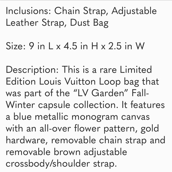 Louis Vuitton loop baguette in metallic blue with LV logo coated canvas. New. - Picture 15 of 15